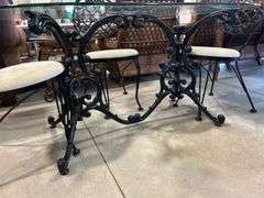 GLASS TOP CAST TABLE WITH FOUR CHAIRS - 60"X40"X28"