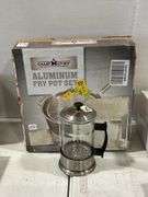 CAMP CHEF ALUMINUM FRY POT SET & FRENCH PRESS COFFEE POT