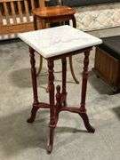MARBLE TOP PLANT TABLE - 14"X14"X29"