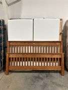 KING SIZE HEAD AND FOOT BOARD WITH RAILS AND SPLIT MATTRESS AND BOXSPRING