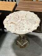 MARBLE TOP ORNATE PEDESTAL TABLE - 24"X24"