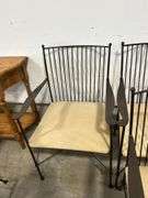 FOUR UPHOLSTERED METAL CHAIRS - CHAIRS GO WITH TABLE IN LOT #92