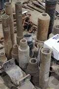GROUP OF ASSORTED LARGE PIPE FITTINGS & ROTARY DRILL BITS