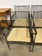 FOUR UPHOLSTERED METAL CHAIRS - CHAIRS GO WITH TABLE IN LOT #92