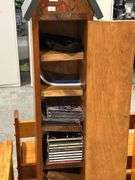 TOLE PAINTED DVD CABINET WITH CONTENTS - 10"X10"X56"