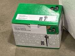BOX OF POWER BARS, PATIO LIGHTS & RED & GREEN LASER PROJECTOR