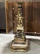 MARBLE TOP ORNATE PEDESTAL TABLE - 24"X24"
