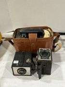 ANSCO SHUR-FLASH, SIX-20 BROWNIE E CAMERA & CAMERA CASE & ACCESSORIES