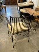 FOUR UPHOLSTERED METAL CHAIRS - CHAIRS GO WITH TABLE IN LOT #92