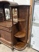 ANTIQUE OAK CUPBOARD WITH BOWFRONT GLASS DISPLAY CABINETS