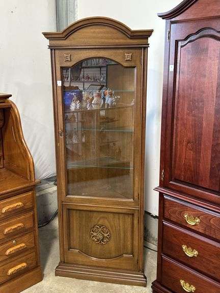 GLASS FRONT CORNER CABINET 24"X17"X70"