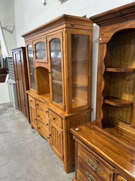TWO PIECE LIGHTED HUTCH WITH 66"X19"X82"