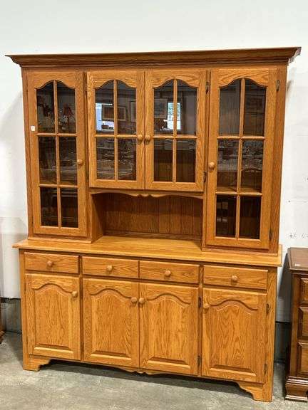 OAK TWO PIECE HUTCH 66"X18"X81"