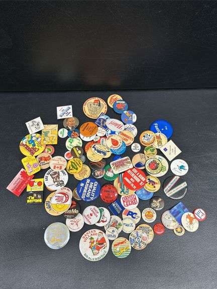 LOT OF ASSORTED VINTAGE PIN BACKS - Shackelton Auctions Inc.