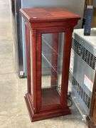 LIGHTED DISPLAY CABINET WITH TWO GLASS SHELVES 15"X15"X36"
