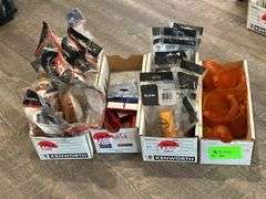 FOUR BOXES OF ASSORTED LIGHTS AND LIGHT CAPS