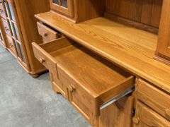 OAK TWO PIECE HUTCH 66"X18"X81"