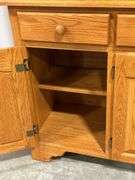 OAK TWO PIECE HUTCH 66"X18"X81"