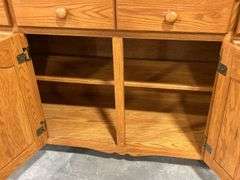 OAK TWO PIECE HUTCH 66"X18"X81"