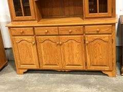 OAK TWO PIECE HUTCH 66"X18"X81"