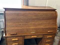 OAK ROLL TOP DESK 54"X29"X52"