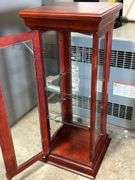LIGHTED DISPLAY CABINET WITH TWO GLASS SHELVES 15"X15"X36"