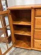 OAK SIDEBOARD WITH GLASS DOORS 60"X19"X40"