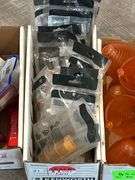 FOUR BOXES OF ASSORTED LIGHTS AND LIGHT CAPS