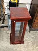 LIGHTED DISPLAY CABINET WITH TWO GLASS SHELVES 15"X15"X36"