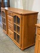 OAK SIDEBOARD WITH GLASS DOORS 60"X19"X40"