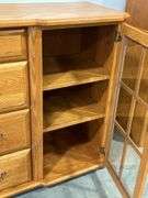 OAK SIDEBOARD WITH GLASS DOORS 60"X19"X40"