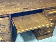 OAK ROLL TOP DESK 54"X29"X52"