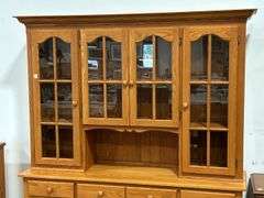 OAK TWO PIECE HUTCH 66"X18"X81"