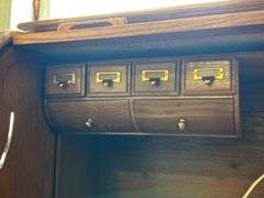 OAK ROLL TOP DESK 54"X29"X52"
