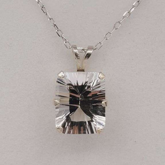 STERLING SILVER NATURAL WHITE TOPAZ (3.4CT) PENDANT WITH STERLING SILVER CHAIN