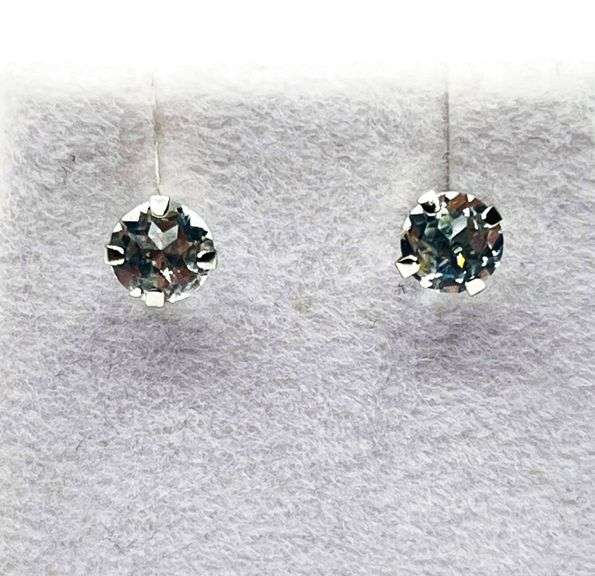 14KT WHITE GOLD NATURAL AQUAMARINE(0.90CT) EARRING