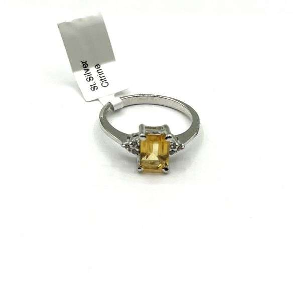 STERLING SILVER NATURAL CITRINE RING, SIZE 7.5