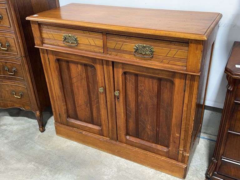 ANTIQUE ELM BONNET CABINET - 44"X19"X39"