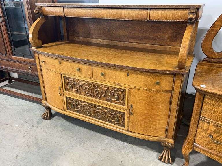 ANTIQUE OAK SIDEBOARD - 54"X22"X45"