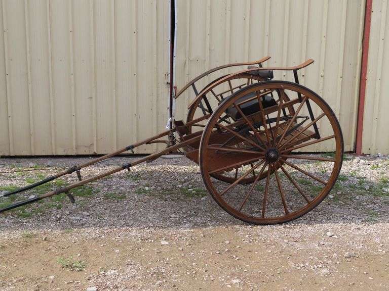 VINTAGE WOODEN 2 SEAT HORSE CART