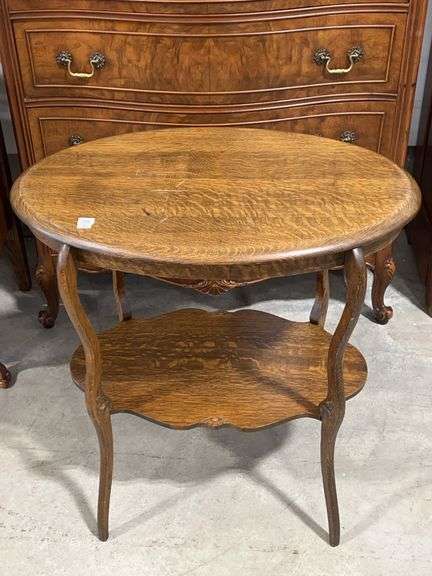 TWO TIER OVAL LAMP TABLE - 28"X18"X29"