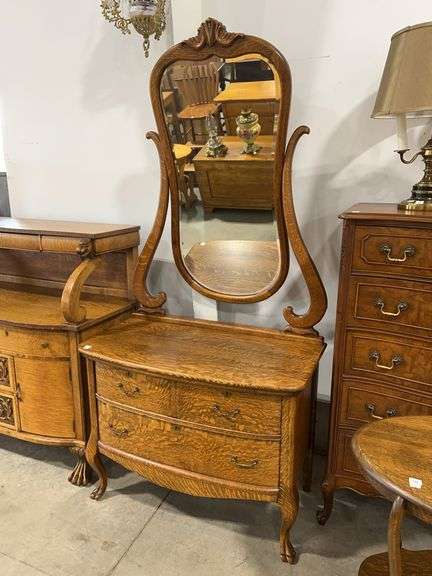 ANTIQUE MIRRORED DRESSER - 37"X21"X76"