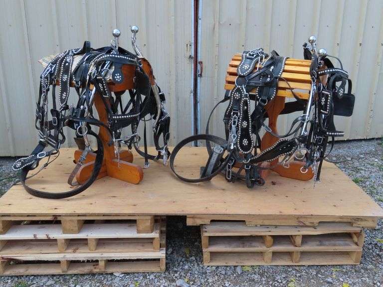 GROUP OF HEAVY HORSE SHOW HARNESS