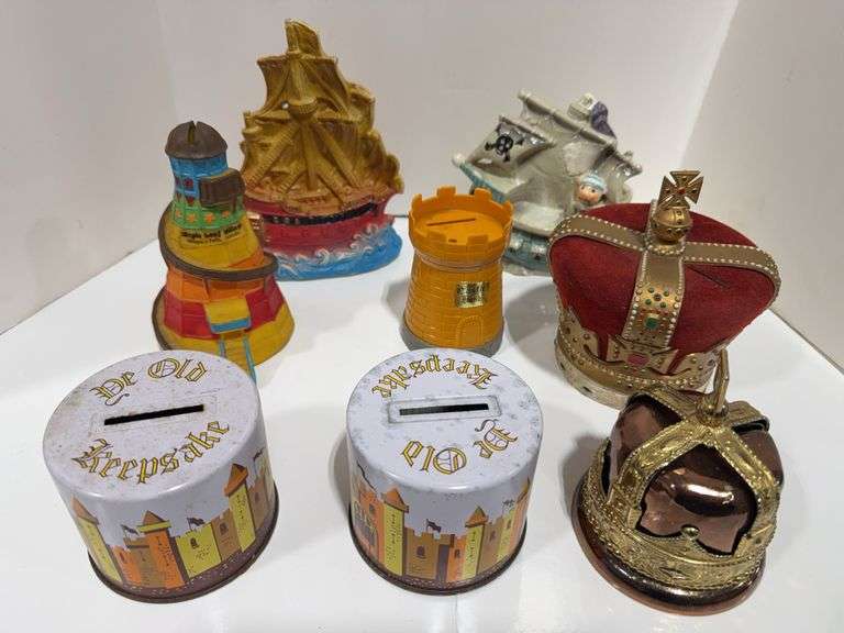 GROUP OF ASSORTED COIN BANKS - Shackelton Auctions Inc.