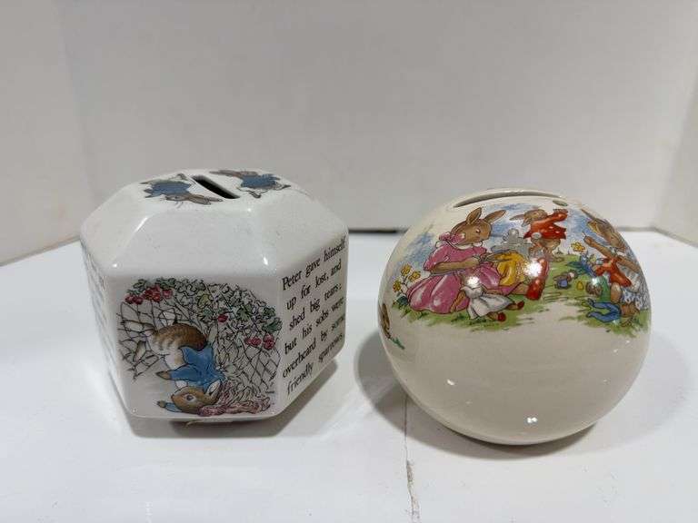 BUNNYKINS AND WEDGEWOOD PETER RABBIT CERAMIC COIN BANKS - Shackelton ...