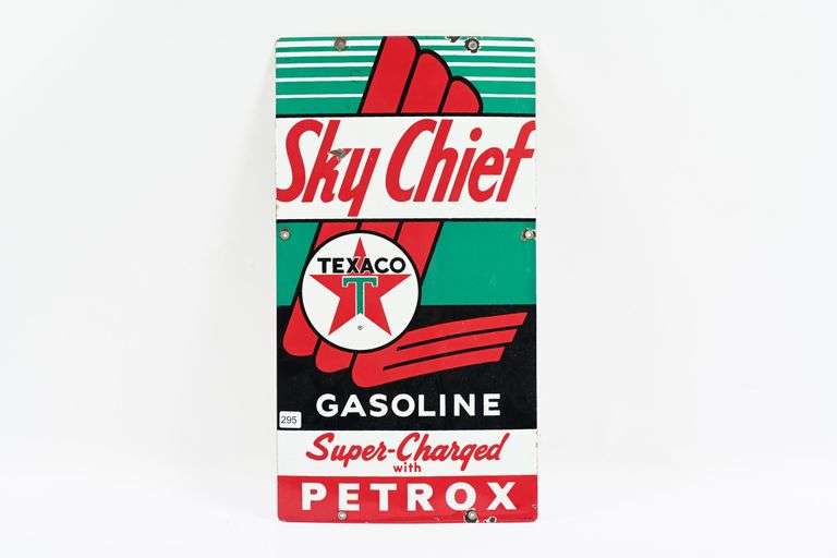 TEXACO SKY CHIEF GASOLINE PORCELAIN GAS PUMP PLATE - Shackelton ...