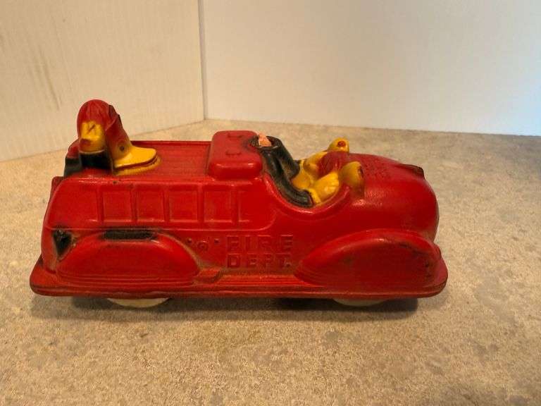 1930s Vintage Sun Rubber Co Mickey Mouse Fire Dept. Car