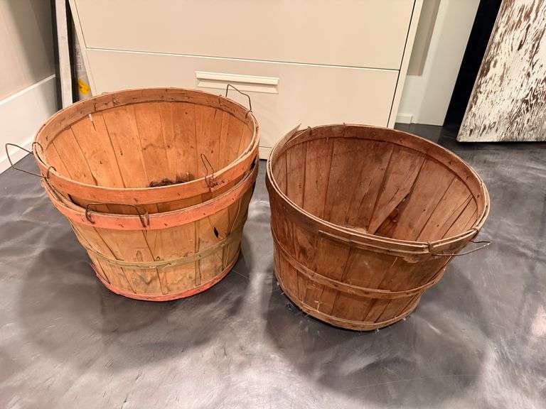 3 - Bushel Apple Baskets, very weathered