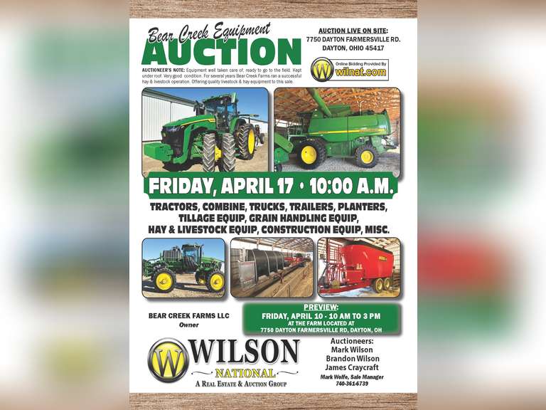 Bear Creek Farms LLC Equipment Auction