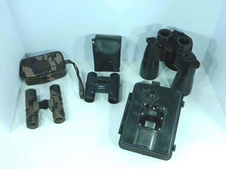 (3) Binoculars and (1) Trail Cam